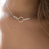 Circle Necklace Choker with moonstone ~ Gold Filled or Sterling Silver 925 ~ MN014 - Maresia Jewelry