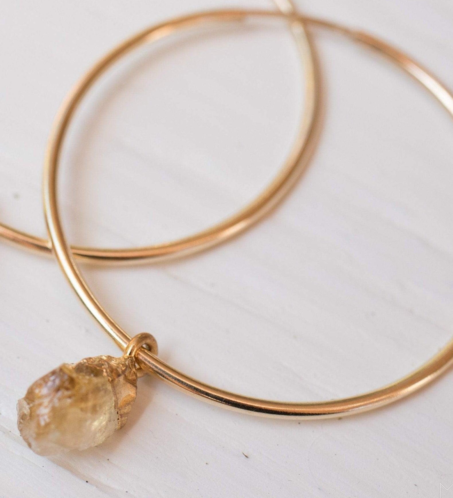 Citrine Gold Hoop Earrings ~ 14k Gold Filled  ~ ME031 - Maresia Jewelry