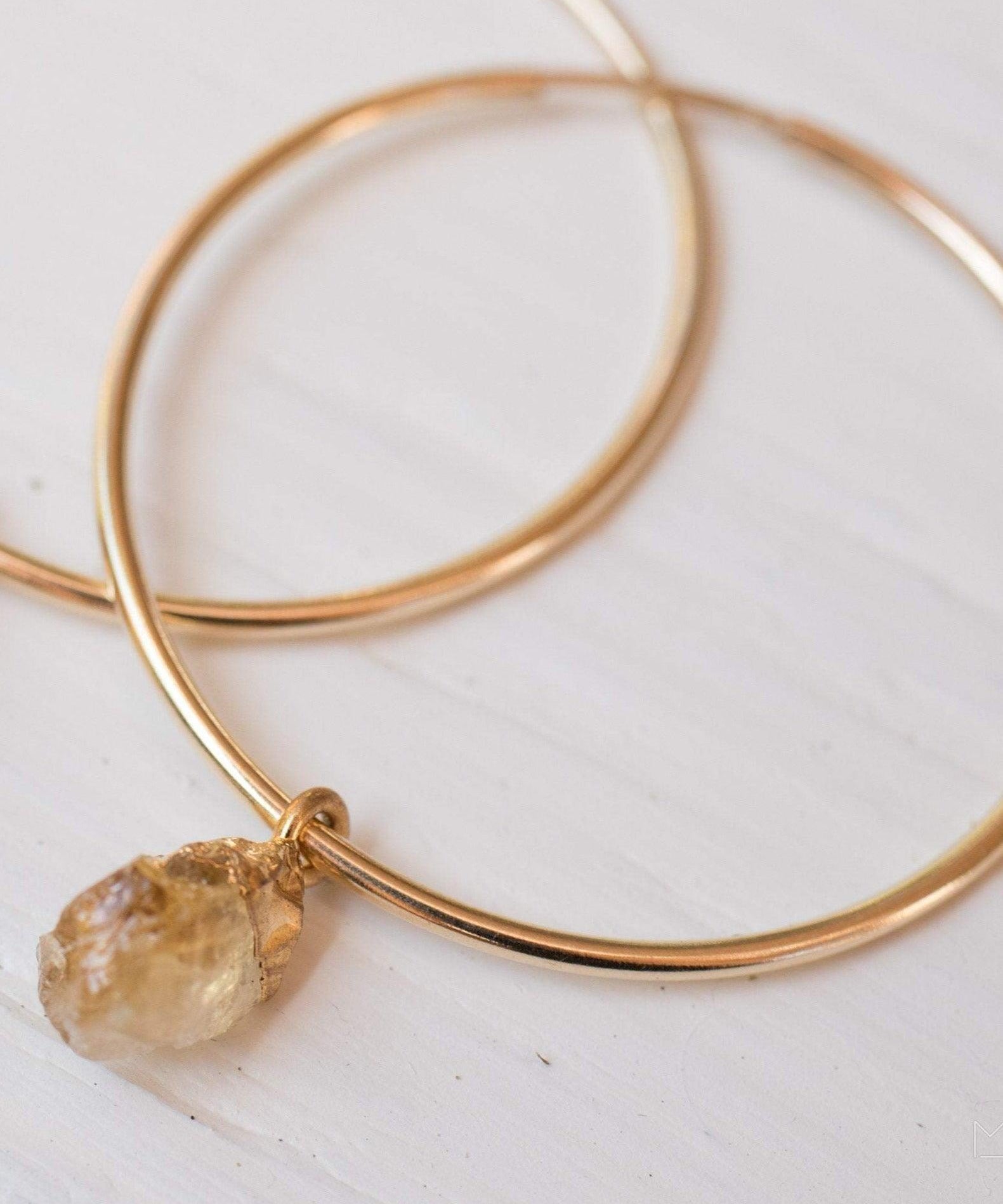 Citrine Gold Hoop Earrings ~ 14k Gold Filled  ~ ME031 - Maresia Jewelry