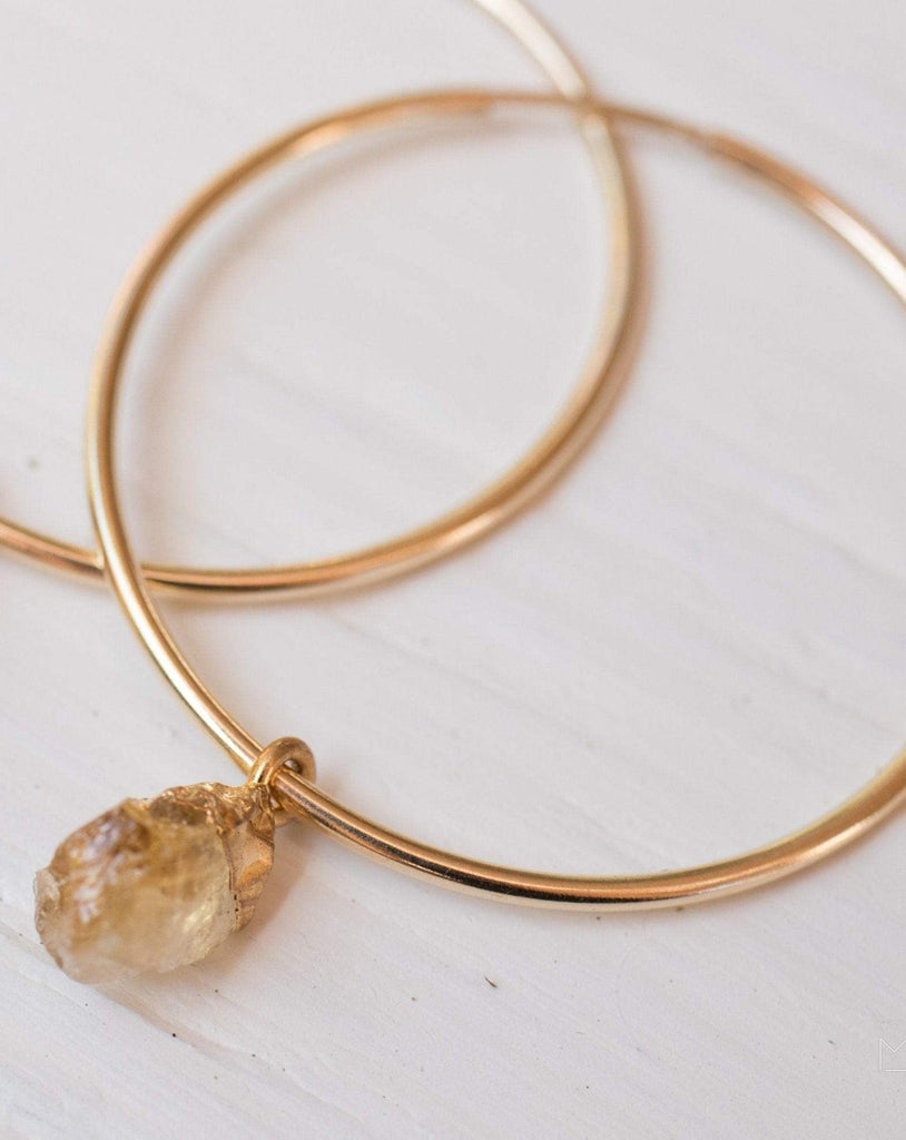 Citrine Gold Hoop Earrings ~ 14k Gold Filled  ~ ME031 - Maresia Jewelry