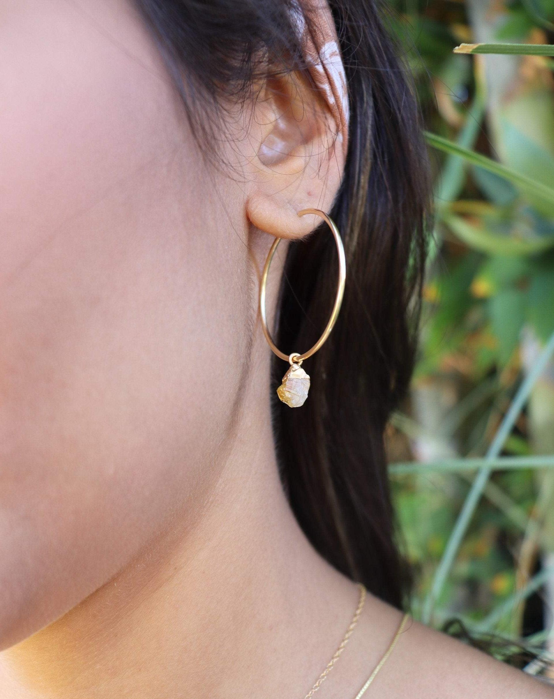 Citrine Gold Hoop Earrings ~ 14k Gold Filled  ~ ME031 - Maresia Jewelry