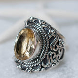 Citrine Ring ~ Sterling Silver 925 ~Jewelry ~ Handmade ~ Everyday ~Casual ~ Delicate ~November Birthstone~Boho ~Hippie ~Bohemian ~