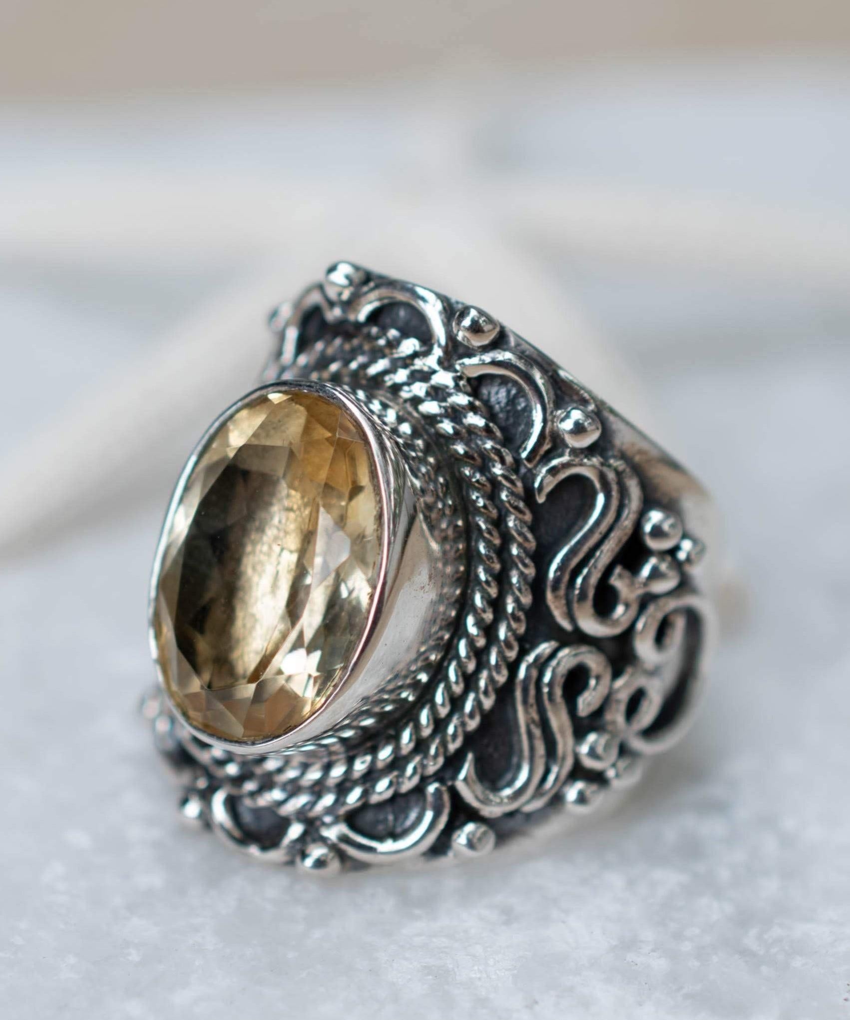 Citrine Ring ~ Sterling Silver 925 ~Jewelry ~ Handmade ~ Everyday ~Casual ~ Delicate ~November Birthstone~Boho ~Hippie ~Bohemian ~
