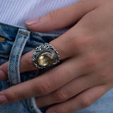 Citrine Ring ~ Sterling Silver 925 ~Jewelry ~ Handmade ~ Everyday ~Casual ~ Delicate ~November Birthstone~Boho ~Hippie ~Bohemian ~