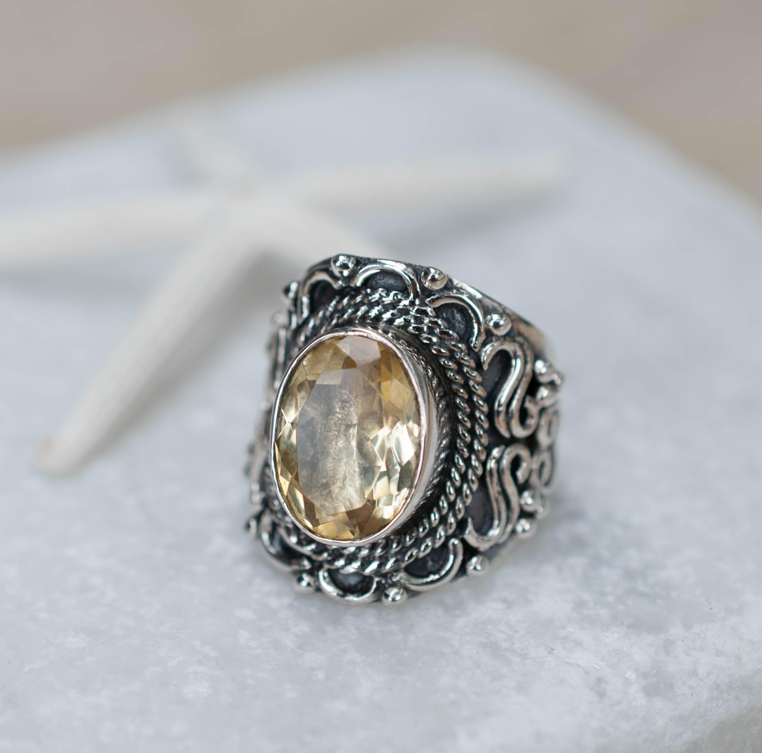Citrine Ring ~ Sterling Silver 925 ~Jewelry ~ Handmade ~ Everyday ~Casual ~ Delicate ~November Birthstone~Boho ~Hippie ~Bohemian ~