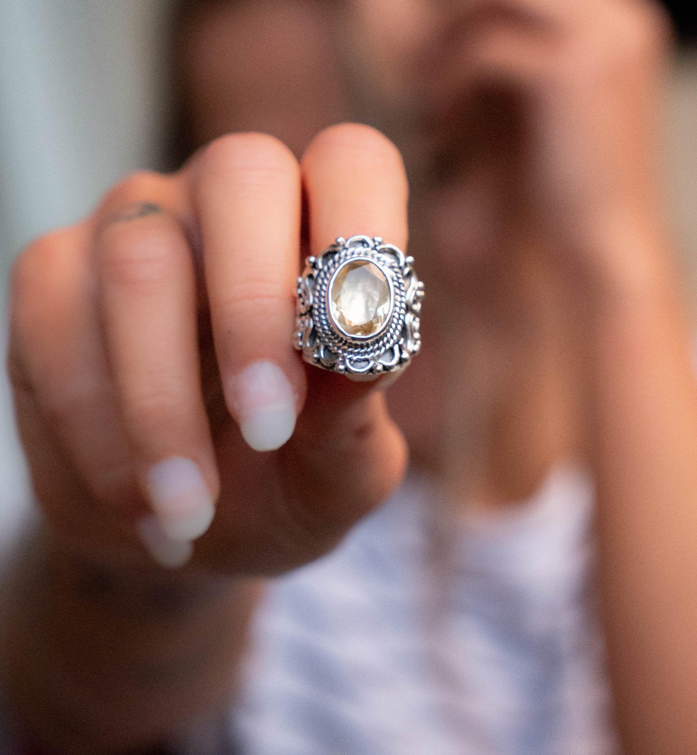 Citrine Ring ~ Sterling Silver 925 ~Jewelry ~ Handmade ~ Everyday ~Casual ~ Delicate ~November Birthstone~Boho ~Hippie ~Bohemian ~
