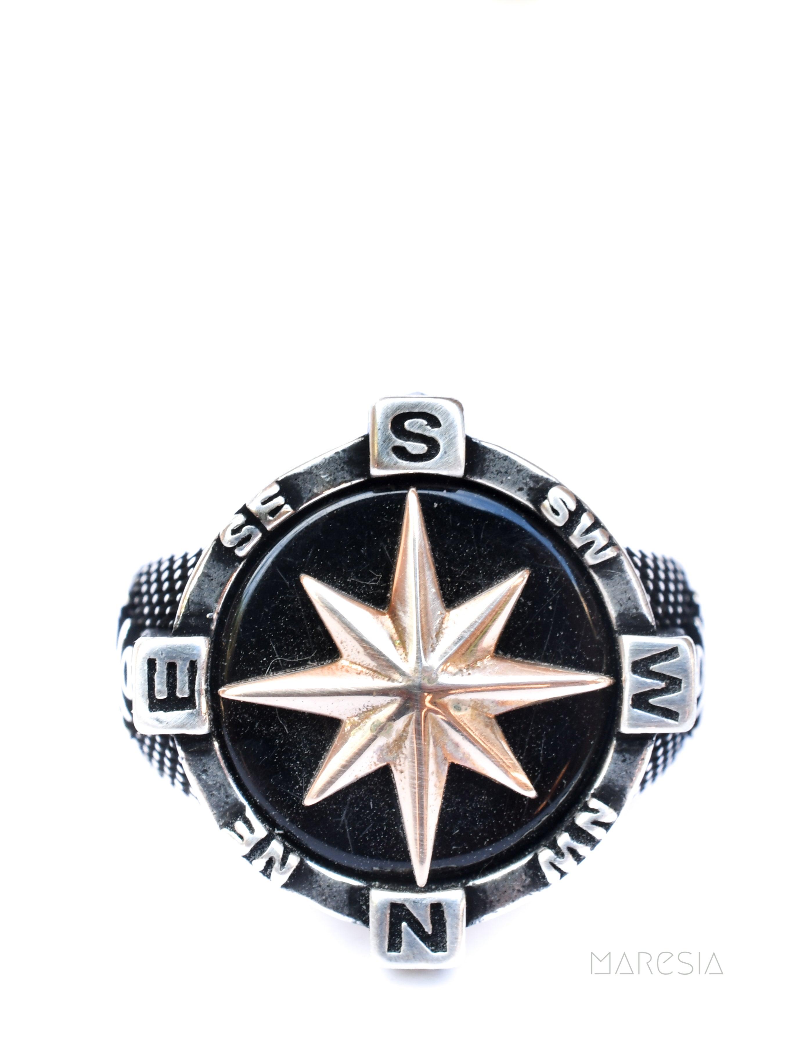 Compass Men's Ring ~ Sterling Silver 925 ~ - Maresia Jewelry