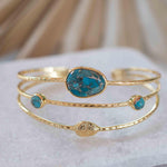 Copper Turquoise Adjustable Bracelet ~ Gold Plated 18k ~ Handmade ~Statement  Hippie ~Bohemian ~Jewelry ~Gift For Her ~Gemstone ~Body MB049