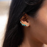 Copper Turquoise Ear Climber Earrings ~ Stud~Jewelry~ 8k Gold Plated ~ Natural ~ Minimalist Everyday ~ Gift for Her ~ Boho ~ Hippie ~ ME152