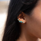 Copper Turquoise Ear Climber Earrings ~ Stud~Jewelry~ 8k Gold Plated ~ Natural ~ Minimalist Everyday ~ Gift for Her ~ Boho ~ Hippie ~ ME152