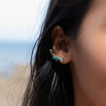 Copper Turquoise Ear Climber Earrings ~ Stud~Jewelry~ 8k Gold Plated ~ Natural ~ Minimalist Everyday ~ Gift for Her ~ Boho ~ Hippie ~ ME152