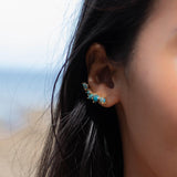 Copper Turquoise Ear Climber Earrings ~ Stud~Jewelry~ 8k Gold Plated ~ Natural ~ Minimalist Everyday ~ Gift for Her ~ Boho ~ Hippie ~ ME152