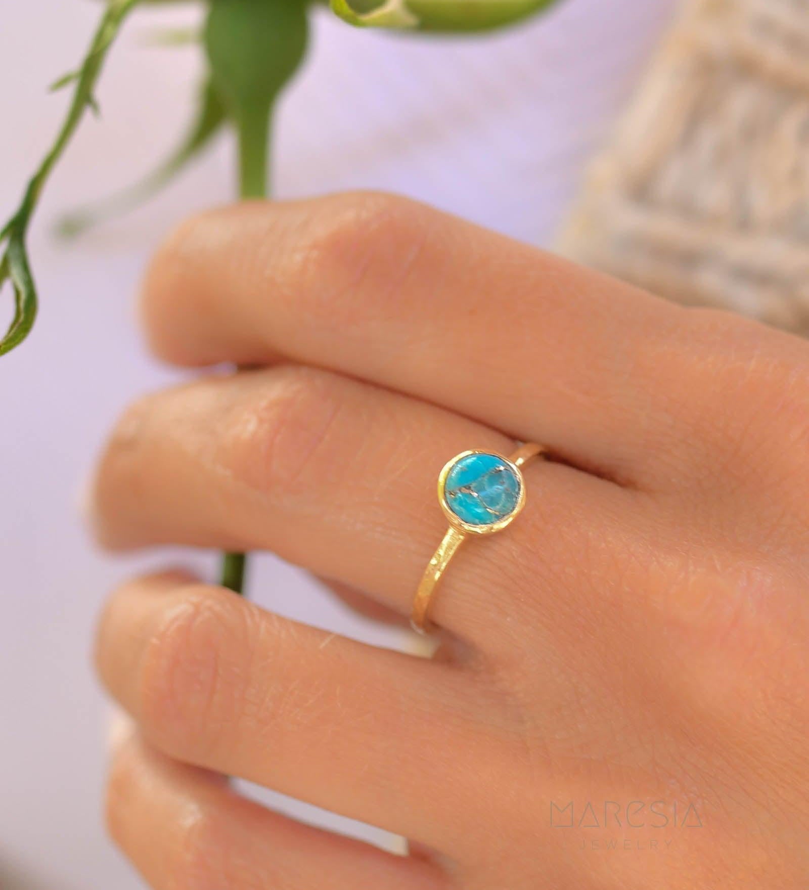 Copper Turquoise Gold Ring ~ 18k Gold Plated ~ SMR104 - Maresia Jewelry
