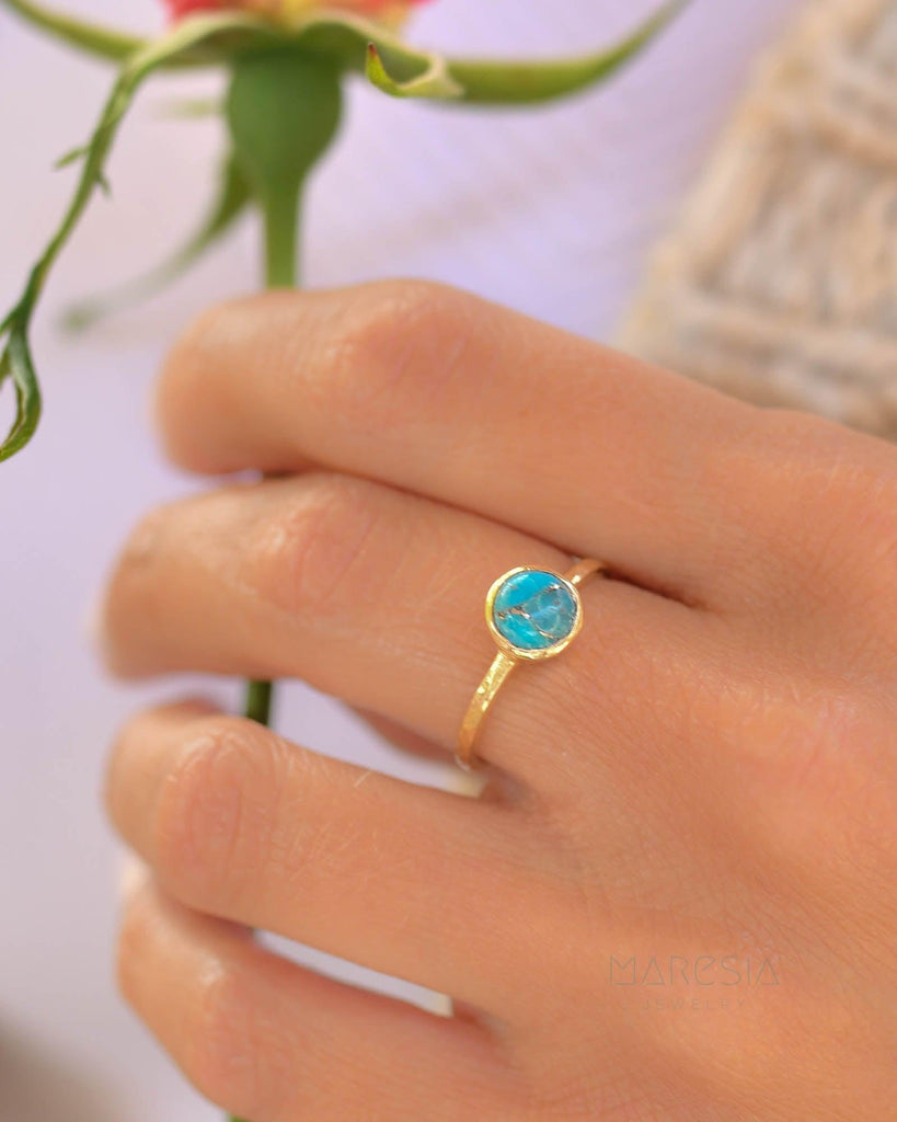 Copper Turquoise Gold Ring ~ 18k Gold Plated ~ SMR104 - Maresia Jewelry