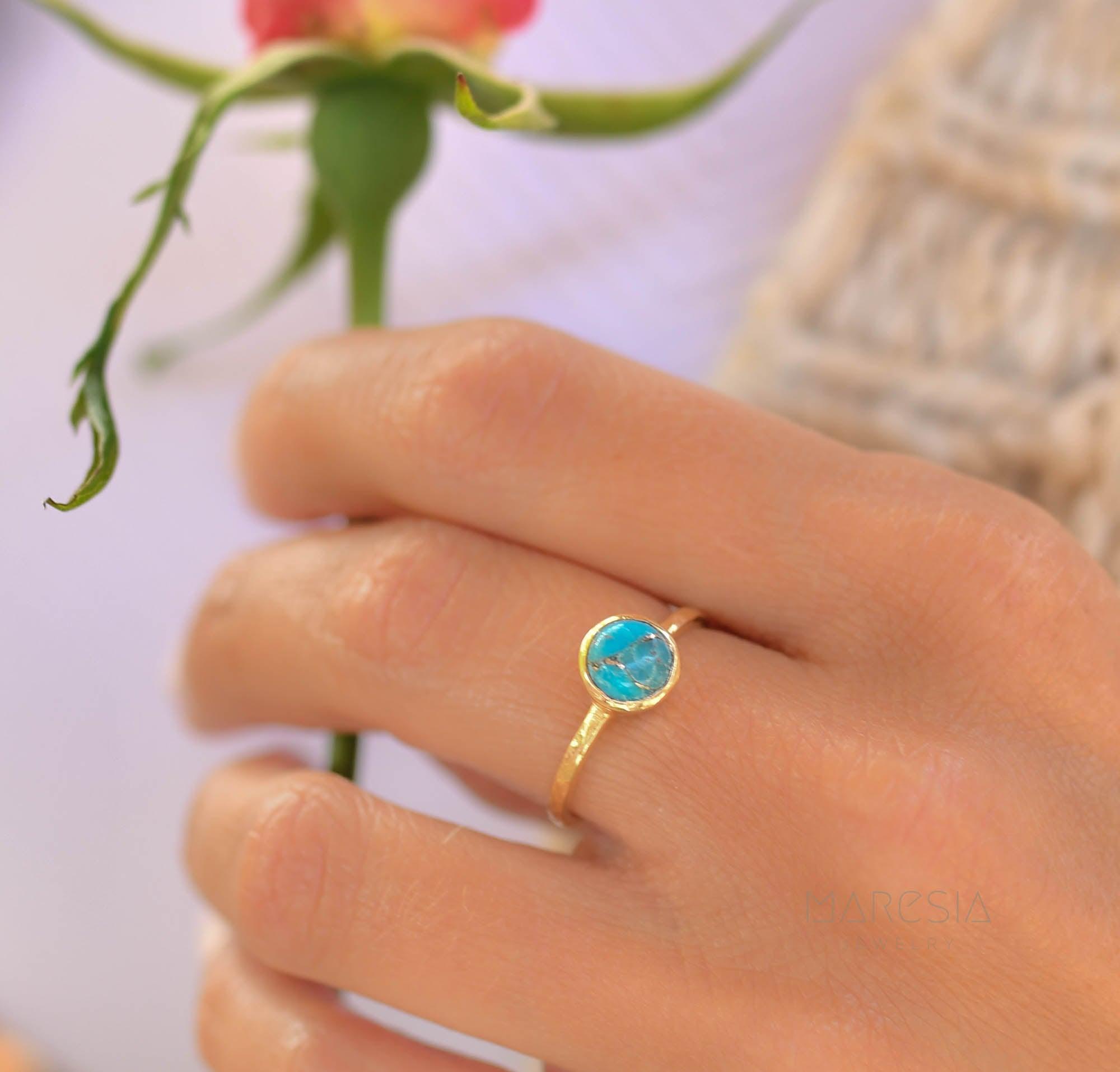 Copper Turquoise Gold Ring ~ 18k Gold Plated ~ SMR104 - Maresia Jewelry