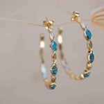 Copper Turquoise Hoop Earrings 18k Gold Plated Earrings ~ Gemstone ~ Post ~Boho design ~ Handmade ~ Jewelry ~ Gift for her ~ ME206