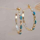 Copper Turquoise Hoop Earrings 18k Gold Plated Earrings ~ Gemstone ~ Post ~Boho design ~ Handmade ~ Jewelry ~ Gift for her ~ ME206