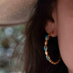 Copper Turquoise Hoop Earrings 18k Gold Plated Earrings ~ Gemstone ~ Post ~Boho design ~ Handmade ~ Jewelry ~ Gift for her ~ ME206