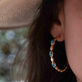 Copper Turquoise Hoop Earrings 18k Gold Plated Earrings ~ Gemstone ~ Post ~Boho design ~ Handmade ~ Jewelry ~ Gift for her ~ ME206