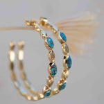 Copper Turquoise Hoop Earrings 18k Gold Plated Earrings ~ Gemstone ~ Post ~Boho design ~ Handmade ~ Jewelry ~ Gift for her ~ ME206