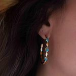 Copper Turquoise Hoop Earrings 18k Gold Plated Earrings ~ Gemstone ~ Post ~Boho design ~ Handmade ~ Jewelry ~ Gift for her ~ ME206