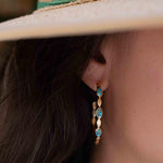 Copper Turquoise Hoop Earrings 18k Gold Plated Earrings ~ Gemstone ~ Post ~Boho design ~ Handmade ~ Jewelry ~ Gift for her ~ ME206
