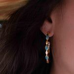 Copper Turquoise Hoop Earrings 18k Gold Plated Earrings ~ Gemstone ~ Post ~Boho design ~ Handmade ~ Jewelry ~ Gift for her ~ ME206