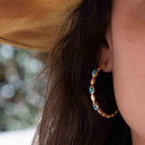 Copper Turquoise Hoop Earrings 18k Gold Plated Earrings ~ Gemstone ~ Post ~Boho design ~ Handmade ~ Jewelry ~ Gift for her ~ ME206
