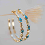 Copper Turquoise Hoop Earrings 18k Gold Plated Earrings ~ Gemstone ~ Post ~Boho design ~ Handmade ~ Jewelry ~ Gift for her ~ ME206