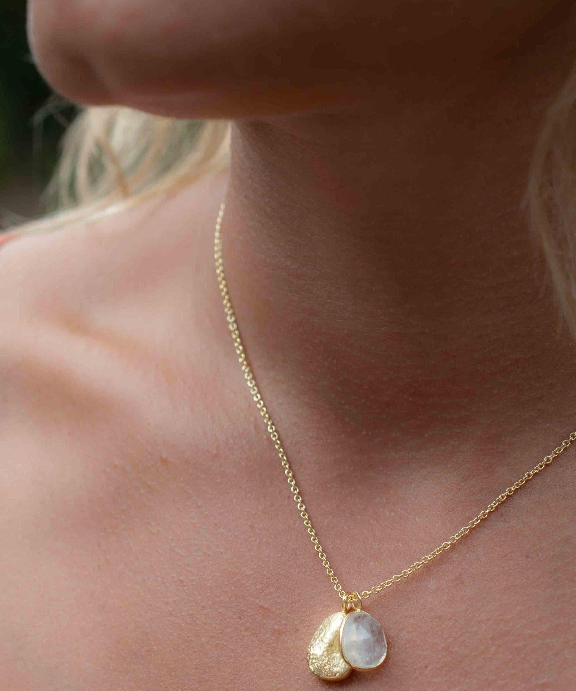 Copper Turquoise, Labradorite or Moonstone Necklace ~ Charm ~ Gold plated 18k ~ Bohemian ~ Nugget ~ MN112