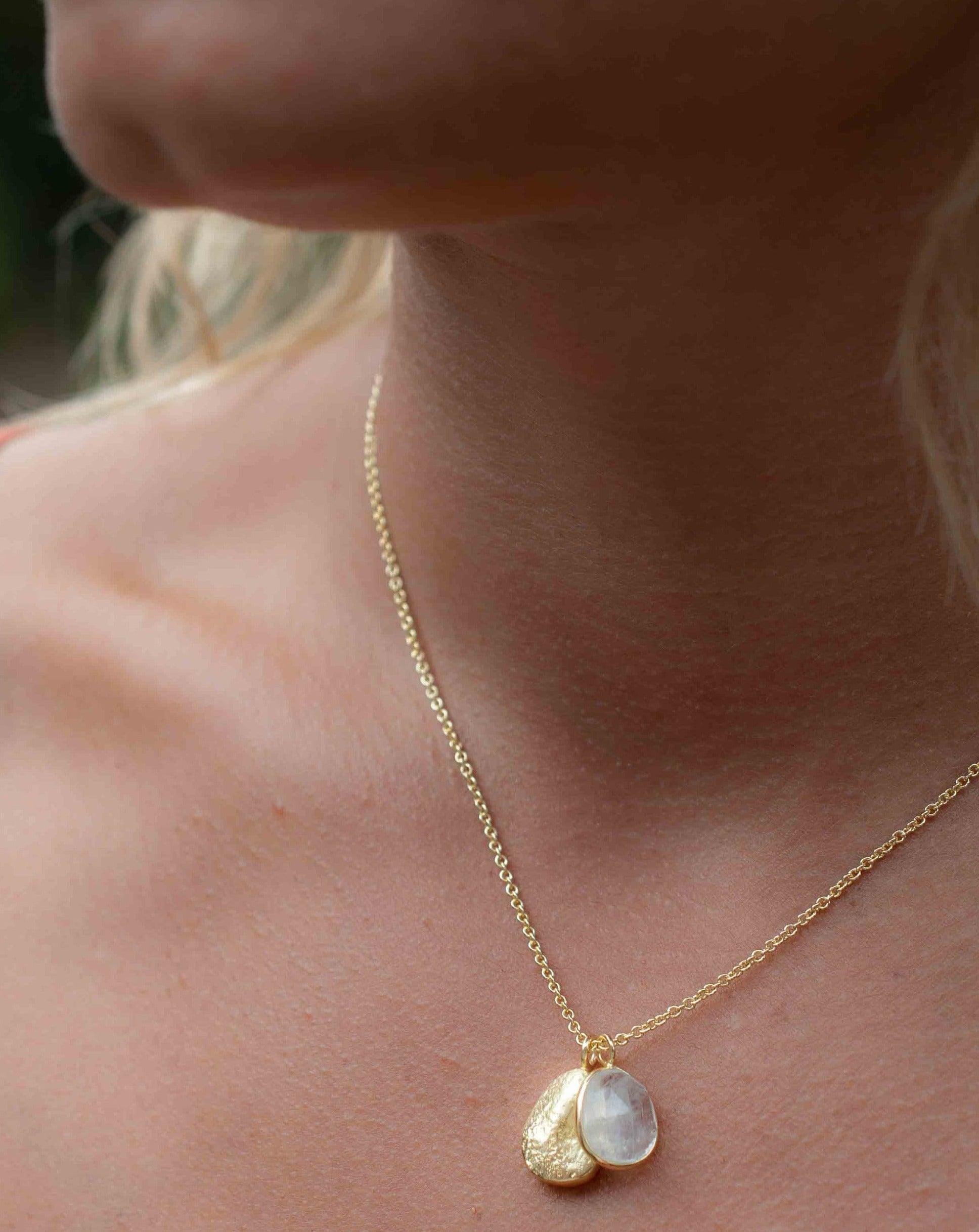 Copper Turquoise, Labradorite or Moonstone Necklace ~ Charm ~ Gold plated 18k ~ Bohemian ~ Nugget ~ MN112
