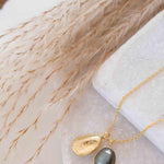 Copper Turquoise, Labradorite or Moonstone Necklace ~ Charm ~ Gold plated 18k ~ Bohemian ~ Nugget ~ MN112