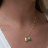 Copper Turquoise, Labradorite or Moonstone Necklace ~ Charm ~ Gold plated 18k ~ Bohemian ~ Nugget ~ MN112