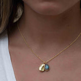 Copper Turquoise, Labradorite or Moonstone Necklace ~ Charm ~ Gold plated 18k ~ Bohemian ~ Nugget ~ MN112