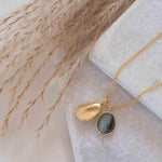 Copper Turquoise, Labradorite or Moonstone Necklace ~ Charm ~ Gold plated 18k ~ Bohemian ~ Nugget ~ MN112