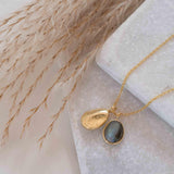 Copper Turquoise, Labradorite or Moonstone Necklace ~ Charm ~ Gold plated 18k ~ Bohemian ~ Nugget ~ MN112