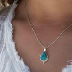 Copper Turquoise Necklace ~ Tear Drop ~ Sterling Silver ~ Charm ~ Minimalist ~ Delicate ~ Everyday Jewelry ~ MN142
