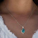 Copper Turquoise Necklace ~ Tear Drop ~ Sterling Silver ~ Charm ~ Minimalist ~ Delicate ~ Everyday Jewelry ~ MN142