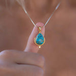 Copper Turquoise Pendant ~ Gold Plated over Sterling Silver ~ Necklace ~ minimalist ~ Delicate ~ Everyday Jewelry ~MN143