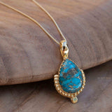 Copper Turquoise Pendant ~ Gold Plated over Sterling Silver ~ Necklace ~ minimalist ~ Delicate ~ Everyday Jewelry ~MN143