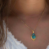 Copper Turquoise Pendant ~ Gold Plated over Sterling Silver ~ Necklace ~ minimalist ~ Delicate ~ Everyday Jewelry ~MN143