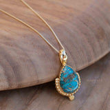 Copper Turquoise Pendant ~ Gold Plated over Sterling Silver ~ Necklace ~ minimalist ~ Delicate ~ Everyday Jewelry ~MN143