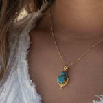 Copper Turquoise Pendant ~ Gold Plated over Sterling Silver ~ Necklace ~ minimalist ~ Delicate ~ Everyday Jewelry ~MN143