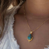 Copper Turquoise Pendant ~ Gold Plated over Sterling Silver ~ Necklace ~ minimalist ~ Delicate ~ Everyday Jewelry ~MN143