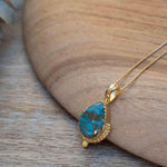 Copper Turquoise Pendant ~ Gold Plated over Sterling Silver ~ Necklace ~ minimalist ~ Delicate ~ Everyday Jewelry ~MN143