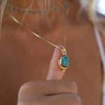Copper Turquoise Pendant ~ Gold Plated over Sterling Silver ~ Necklace ~ minimalist ~ Delicate ~ Everyday Jewelry ~MN143