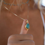 Copper Turquoise Pendant ~ Gold Plated over Sterling Silver ~ Necklace ~ minimalist ~ Delicate ~ Everyday Jewelry ~MN143