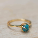 Copper Turquoise Ring ~ Gemstone ~ Natural ~ 18k Gold Plated ~ Jewelry ~ Handmade ~ December Birthstone MR237