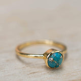 Copper Turquoise Ring ~ Gemstone ~ Natural ~ 18k Gold Plated ~ Jewelry ~ Handmade ~ December Birthstone MR237