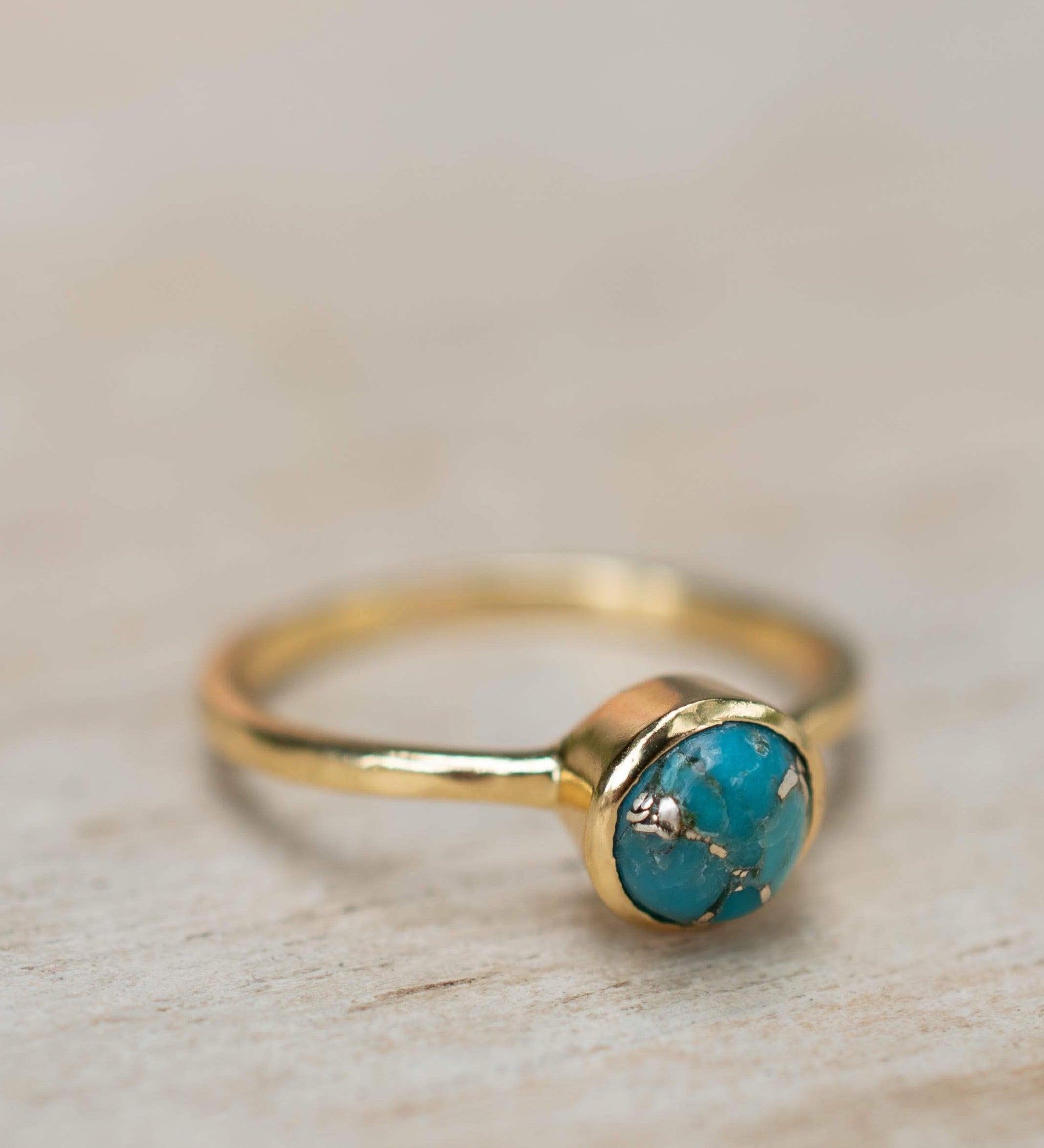 Copper Turquoise Ring ~ Gemstone ~ Natural ~ 18k Gold Plated ~ Jewelry ~ Handmade ~ December Birthstone MR237